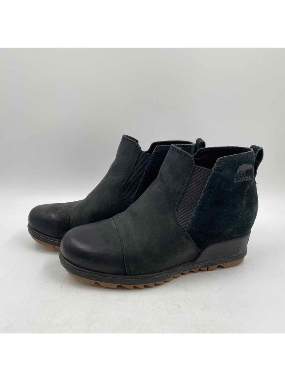 Sorel Evie Wedge Leather Women's Shoe Size 9 Black Solid Boots